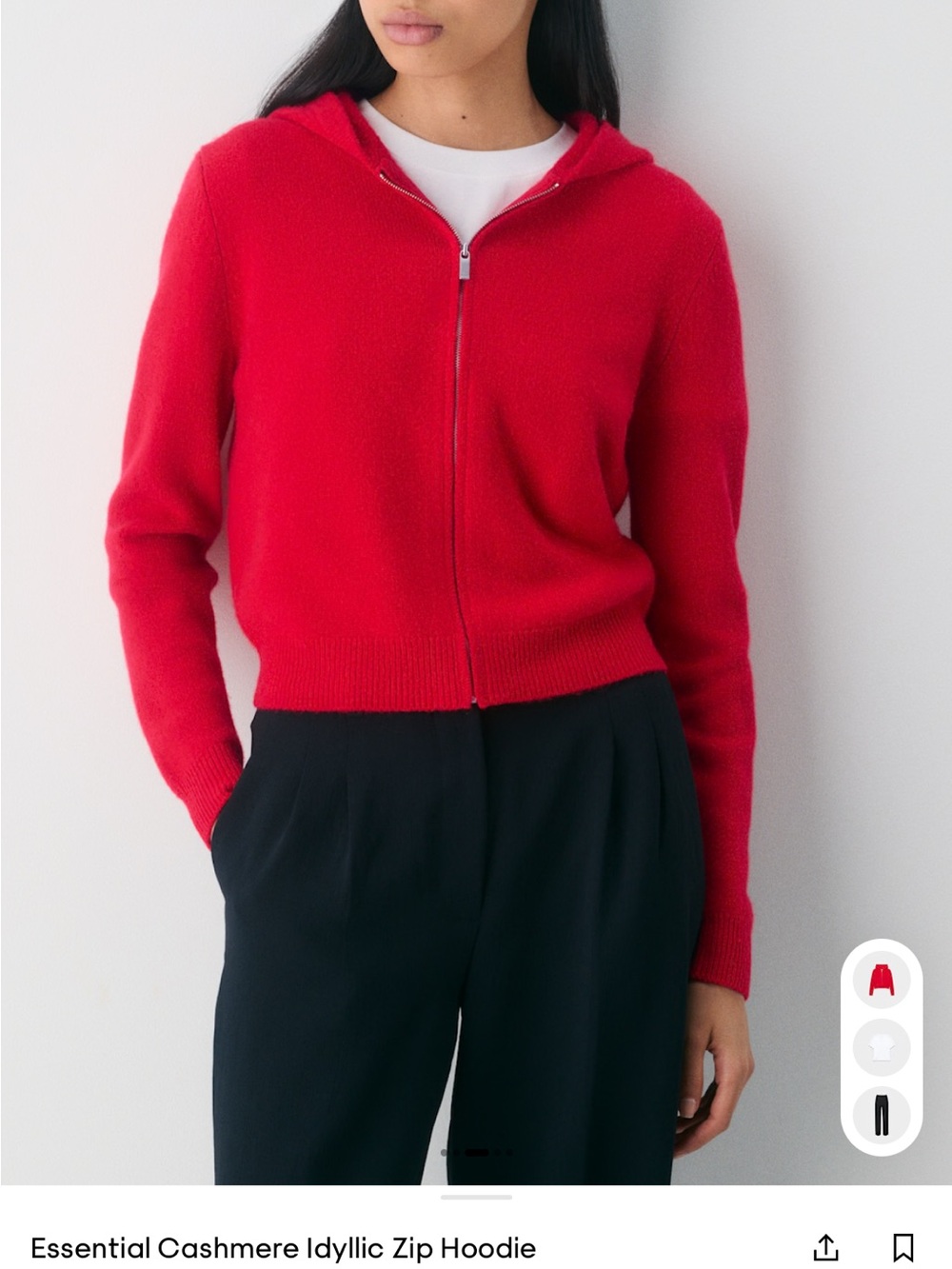 Aritzia Red Cashmere Zip Hoodie